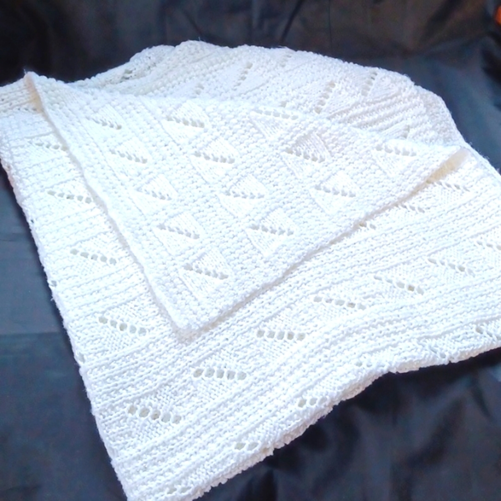 Handmade baby blanket 41x36 inches white